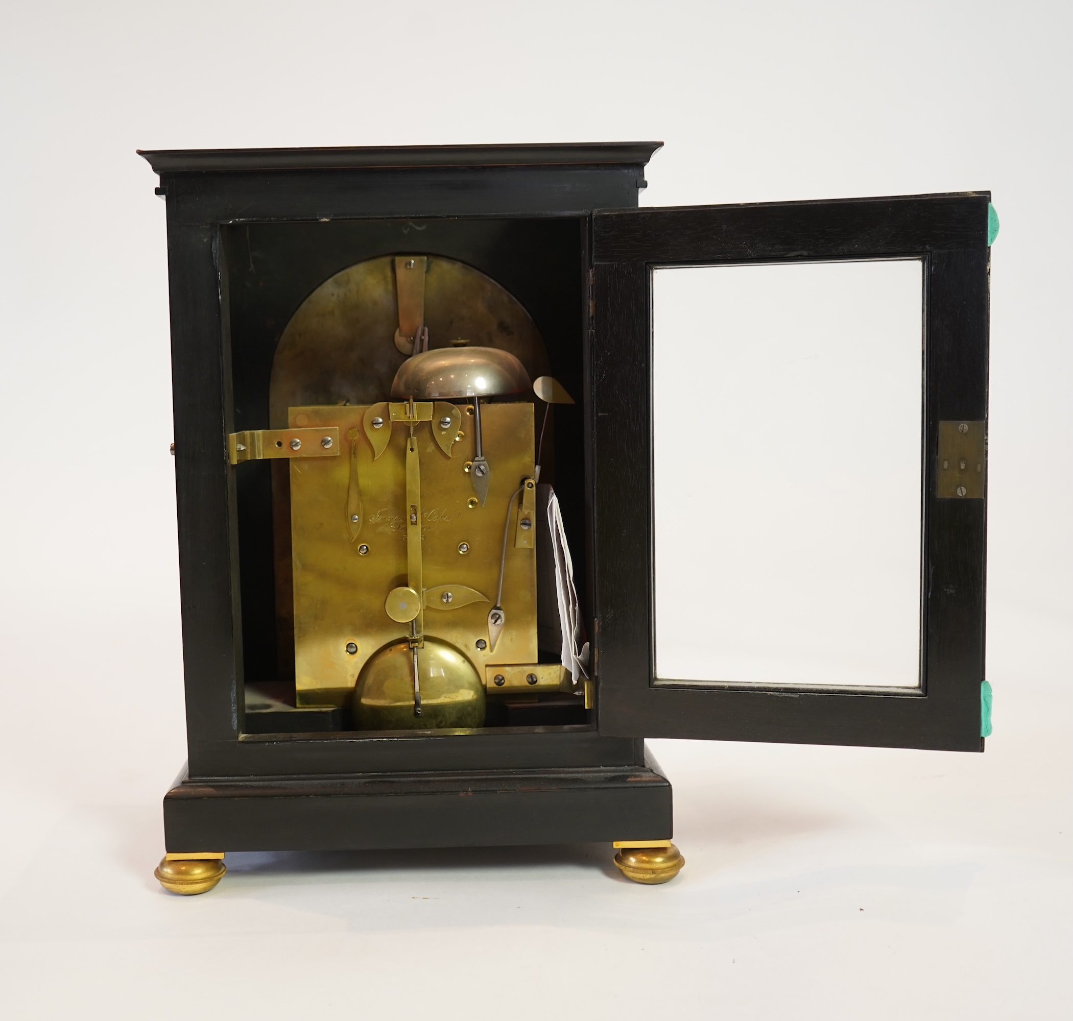 A mid 19th century ebonised and cut brass double fusee bracket clock by James McCabe, Royal Exchange, London